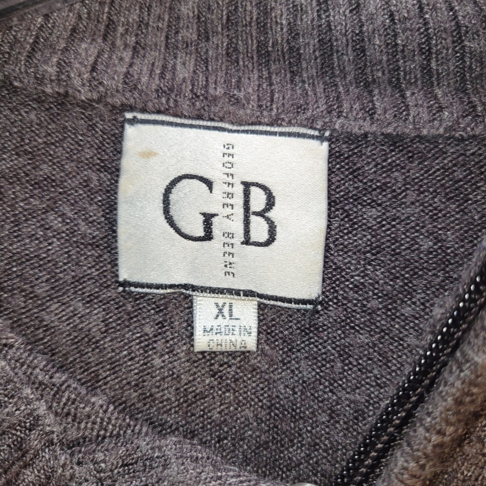 Geoffrey Beene Mens XL Brown Quarter Zip Sweater Acrylic G3G6057S Chocolate HT - Picture 3 of 10